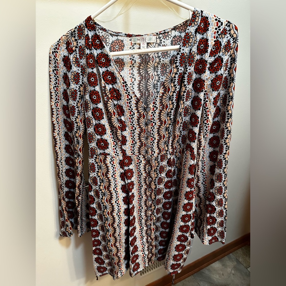 Floral printed long sleeve dress